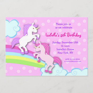 För Unicorn ponnyfödelsedagsfest inbjudan lite