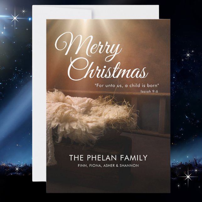 För Unto USA är ett barn på fötter Religiösan jul Julkort (Available as instant download, or order and ship. Merry Christmas!)