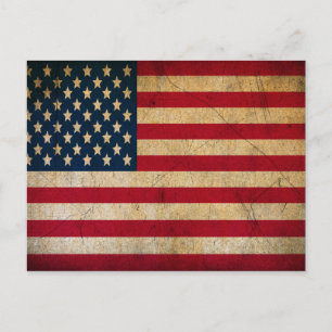 För US-amerikanska flaggan för vintage urblekt Vykort