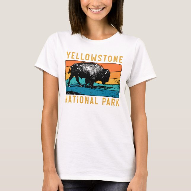 För USA för Yellowstone nationalparkgåvor buffel T Shirt (Framsida)