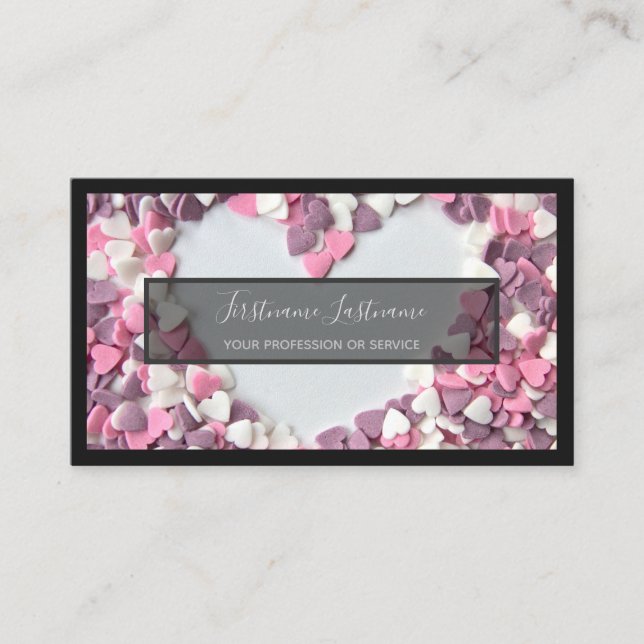 För utsmyckade godis, bakverk och konditorivaror visitkort (Framsida)