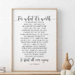 För vad det är värt, F. Scott Fitzgerald Quote Poster