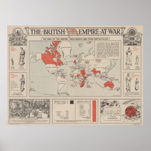 För väldevärld för vintage brittisk karta (1916) poster