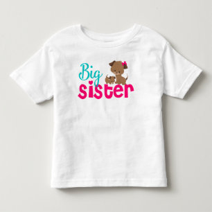 För valphund för storasyster rosa klänning tee shirt