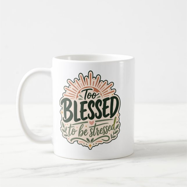 För välsignad kristen t-shirt Tro över oro  Kaffemugg (Vänster)
