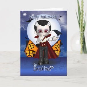för vampyrhalloween för broder roligt kort