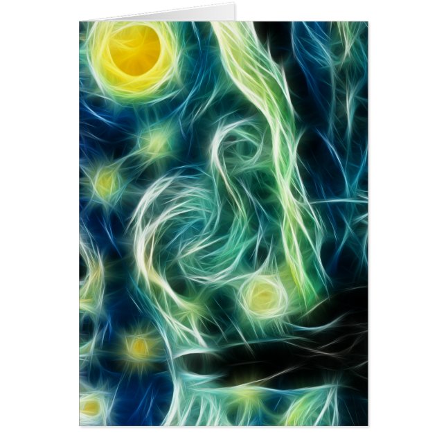 För Van Gogh för Starry natt konst Fractal Hälsningskort (Framsidan)