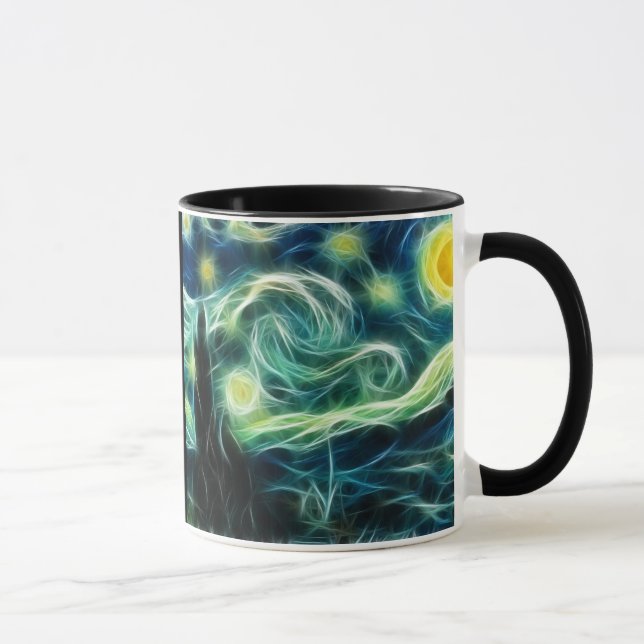 För Van Gogh för Starry natt konst Fractal Mugg (Höger)