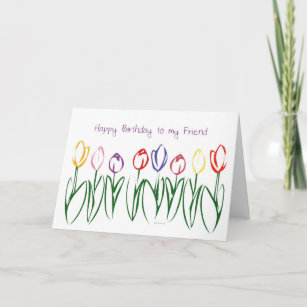 För vänfödelsedag för tulpan trädgårds- kort