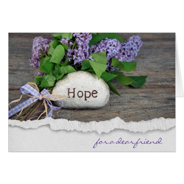 för vänligt lilac bouquet med hopptext hälsningskort (Framsidan Horizontal)