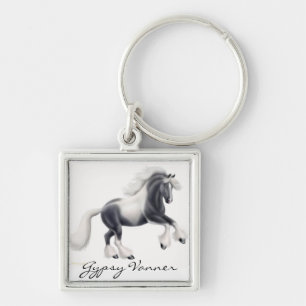 För Vanner för anpassade zigensk häst Keychain  Fyrkantig Silverfärgad Nyckelring