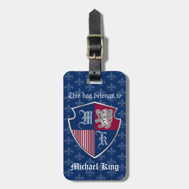 För vapensköldmonogramen för silver skyddar den bagagebricka (Vertikal Framsida)