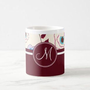 För vår blommorfåglar för Monogram färgrik Kaffemugg