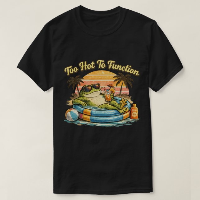 För varmt för att fungera Rolig grod T-shirt Somma (Design framsida)