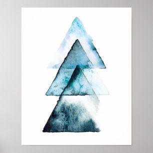 För vattenfärgaffisch för abstrakt blått poster