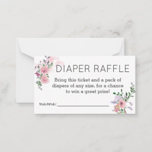 För vattenfärgbaby för rosa blommigt rosa Raffle Anteckningskort