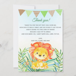 För vattenfärgbaby shower för lejon unge kort för