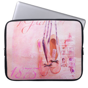 För vattenfärgBallerina för vintage rosa balett Laptop Fodral