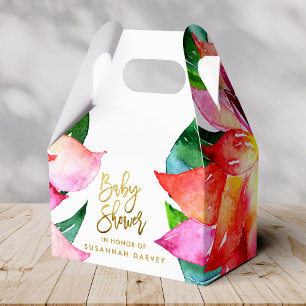 För vattenfärgblomma för baby shower tropiskt presentaskar