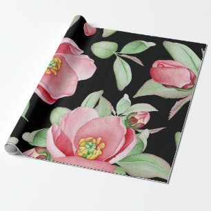 För vattenfärgblommigt för rosa vild rosa bakgrund presentpapper