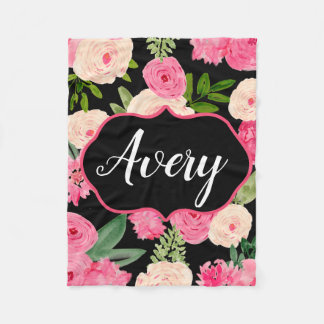 För vattenfärgblommor för personlig svart filt