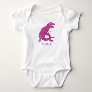 För vattenfärgDinosaur för personlig purpurfärgad T Shirt