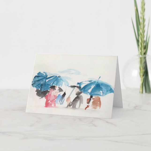 För vattenfärghälsning för paraplyer original- kort (Framsida)