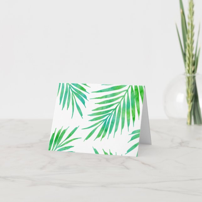 För vattenfärghandflatan för turkos gröna anteckningskort (Framsida)