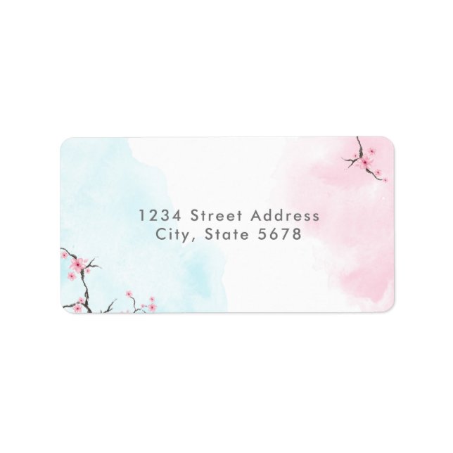För vattenfärgkörsbär för returetiketter | blommar adressetikett (Framsidan)