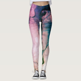 För vattenfärgkrickan för *~* bubblar abstrakt leggings