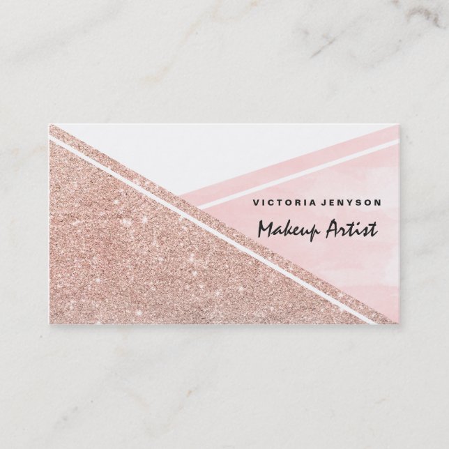 För vattenfärgkvarter för modern faux rosa guld- visitkort (Framsida)