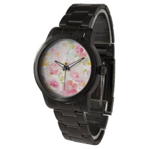 För vattenfärgrosor för Midsummer blommigt Armbandsur