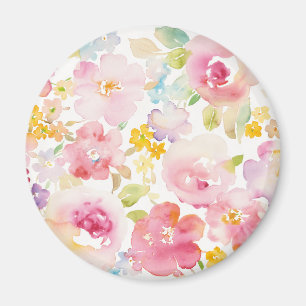 För vattenfärgrosor för Midsummer blommigt Magnet