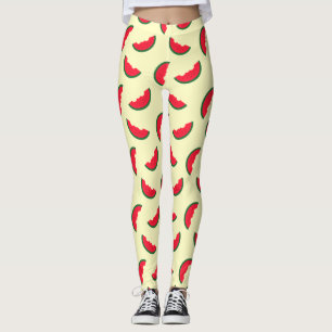 För vattenmelongult för sommar roligt rött mön leggings