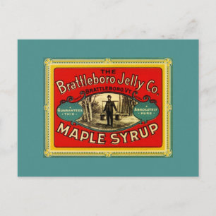 För Vermont för vintageadvertizingetikett sirap Helg Vykort