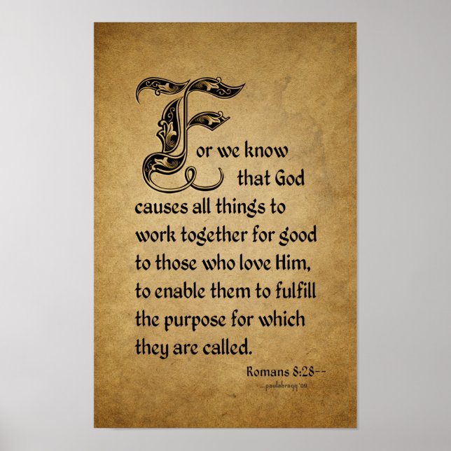 För vi vet att Gud (Scripture Romans 8:28) Poster (Framsidan)
