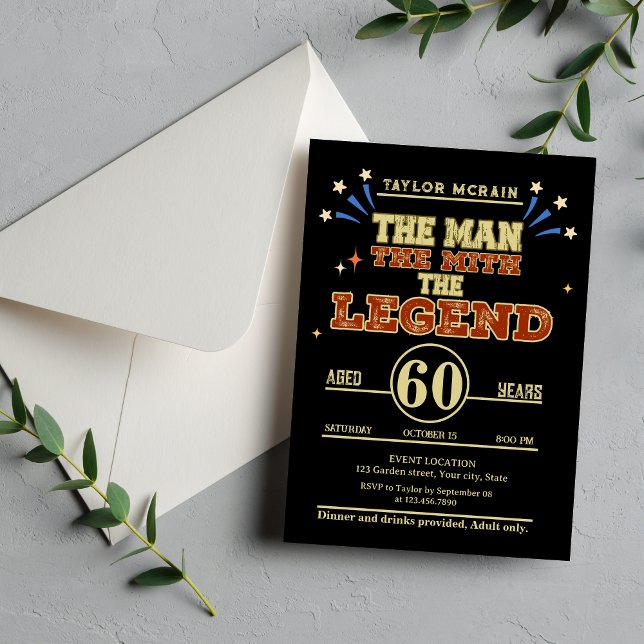 För vilken ålder som helst, mannen, myten, legende inbjudningar (For Any Age, The Man, The Myth, The Legend Invitation)