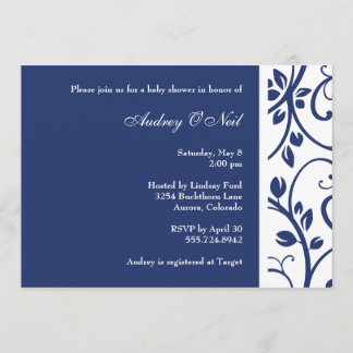 För Vinebaby shower för kungliga blått blom- Inbjudningar