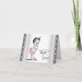 För vintagebaby shower för rosor grått tack kort