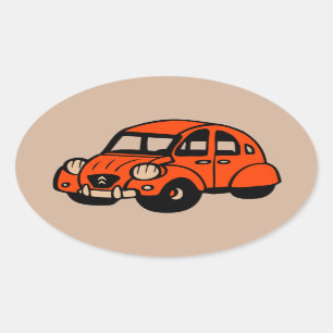 för vintagefransk för 2 cv bil ovalt klistermärke