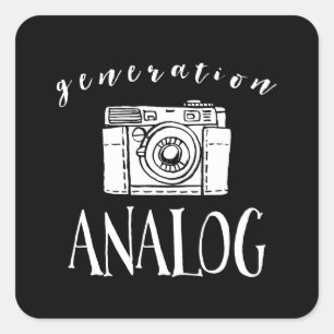För vintagekamera för generation parallell fyrkantigt klistermärke
