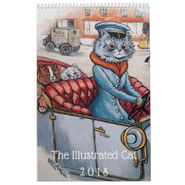 För vintagekonst för 2018 illustrerad katter kalender
