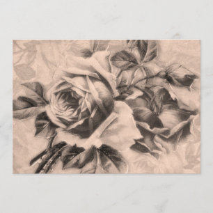för vintagero "för möhippa 5x7" Sepia Inbjudningar