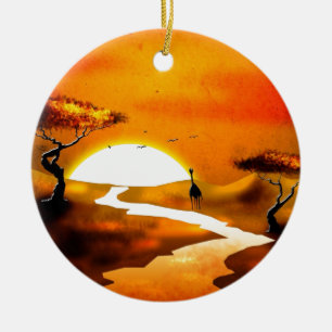 För vintagestil för afrika retro gåvor 13 julgransprydnad keramik