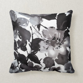 För vintagesvart för vattenfärg modern blommigt kudde