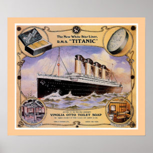 För vintagetvål för RMS Titanic annons (kanfas) Poster