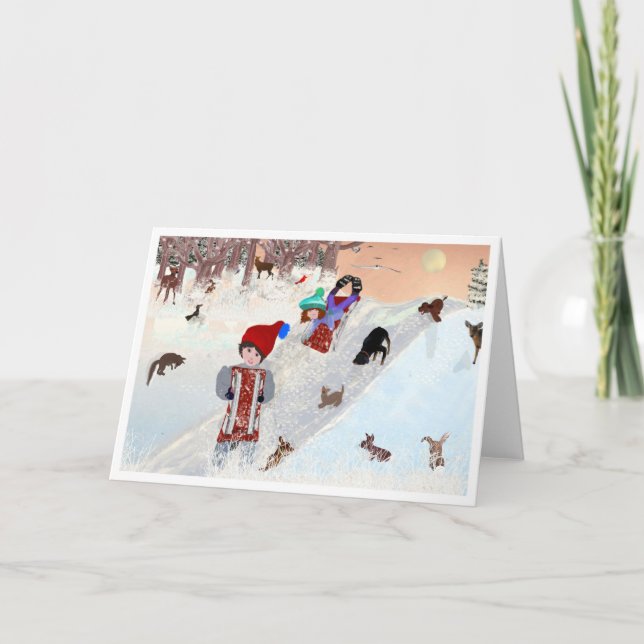 För vinter kul LeeMarie's Kreativa design Kort (Framsida)