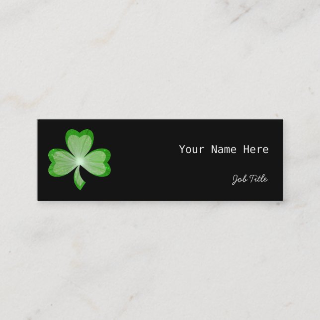 För visitkortsida för Shamrock svart smala Mini Visitkort (Framsida)