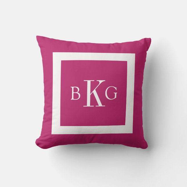 För vitanpassningsbar för bär rosa Monogram Kudde (Framsida)