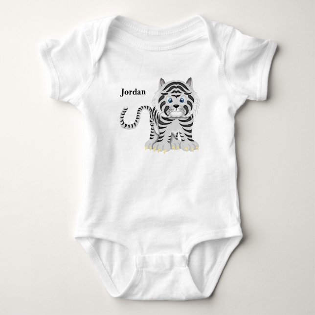 För vitbaby för barn gullig tiger t-shirt (Framsida)